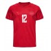 Cheap Denmark Kasper Dolberg #12 Home Football Shirt World Cup 2022 Short Sleeve